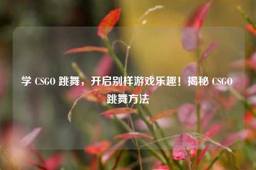 学 CSGO 跳舞,开启别样游戏乐趣!揭秘 CSGO 跳舞方法