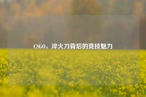 CSGO，淬火刀背后的竞技魅力