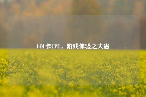 LOL卡CPU,游戏体验之大患