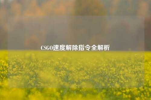 CSGO速度解除指令全解析