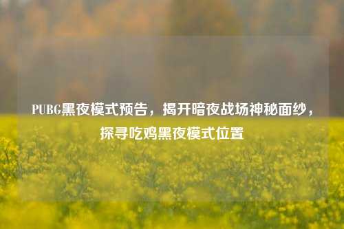 PUBG黑夜模式预告,揭开暗夜战场神秘面纱,探寻吃鸡黑夜模式位置