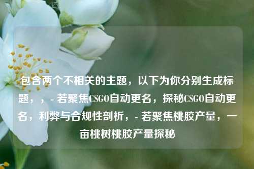包含两个不相关的主题,以下为你分别生成标题,,- 若聚焦CSGO自动更名,探秘CSGO自动更名,利弊与合规性剖析,- 若聚焦桃胶产量,一亩桃树桃胶产量探秘