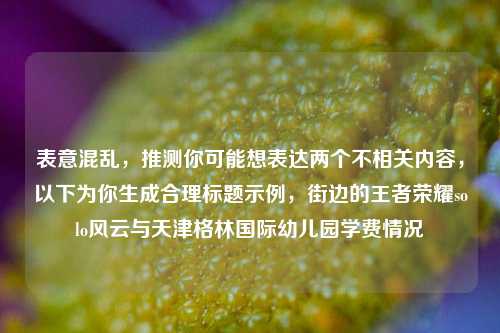 表意混乱，推测你可能想表达两个不相关内容，以下为你生成合理标题示例，街边的王者荣耀solo风云与天津格林国际幼儿园学费情况