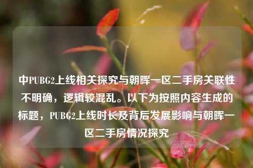 中PUBG2上线相关探究与朝晖一区二手房关联性不明确，逻辑较混乱。以下为按照内容生成的标题，PUBG2上线时长及背后发展影响与朝晖一区二手房情况探究