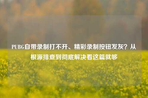PUBG自带录制打不开、精彩录制按钮发灰?从根源排查到彻底解决看这篇就够