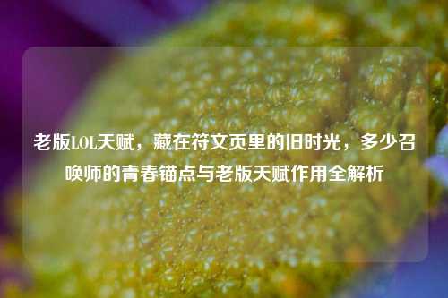 老版LOL天赋,藏在符文页里的旧时光,多少召唤师的青春锚点与老版天赋作用全解析