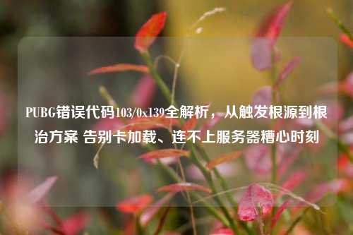 PUBG错误代码103/0x139全解析,从触发根源到根治方案 告别卡加载、连不上服务器糟心时刻