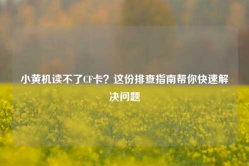 小黄机读不了CF卡?这份排查指南帮你快速解决问题