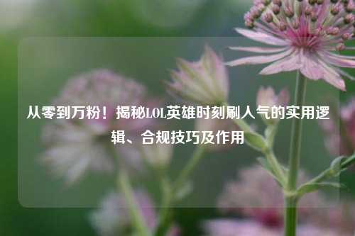 从零到万粉!揭秘LOL英雄时刻刷人气的实用逻辑、合规技巧及作用