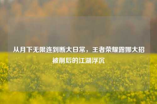 从月下无限连到断大日常，王者荣耀露娜大招被削后的江湖浮沉