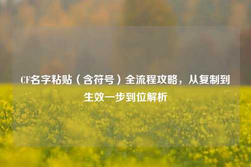 CF名字粘贴（含符号）全流程攻略，从复制到生效一步到位解析