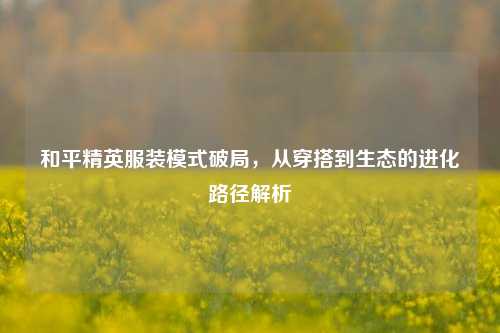 和平精英服装模式破局,从穿搭到生态的进化路径解析