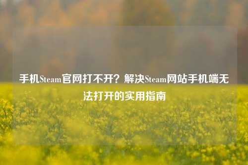 手机Steam官网打不开？解决Steam网站手机端无法打开的实用指南