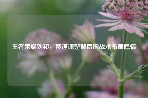 王者荣耀刘邦，移速调整背后的战术布局隐情