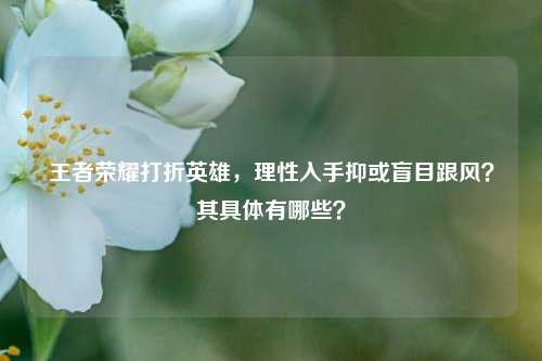 王者荣耀打折英雄，理性入手抑或盲目跟风？其具体有哪些？