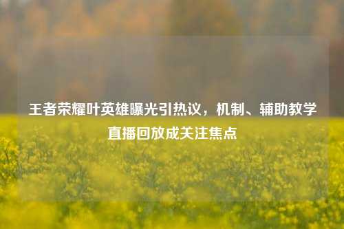 王者荣耀叶英雄曝光引热议，机制、辅助教学直播回放成关注焦点