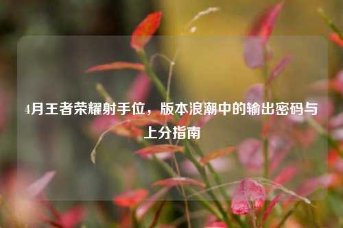 4月王者荣耀射手位，版本浪潮中的输出密码与上分指南