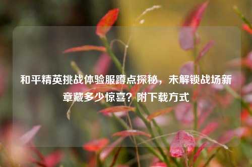 和平精英挑战体验服蹲点探秘,未解锁战场新章藏多少惊喜?附下载方式
