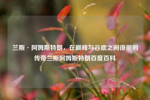 兰斯·阿姆斯特朗,在巅峰与谷底之间徘徊的传奇兰斯阿姆斯特朗百度百科